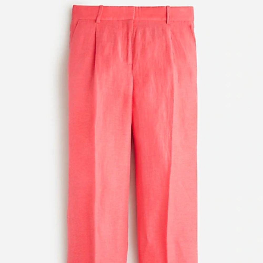 J Crew Pink Straight-leg essential pant in Chelsea linen-cupro blend